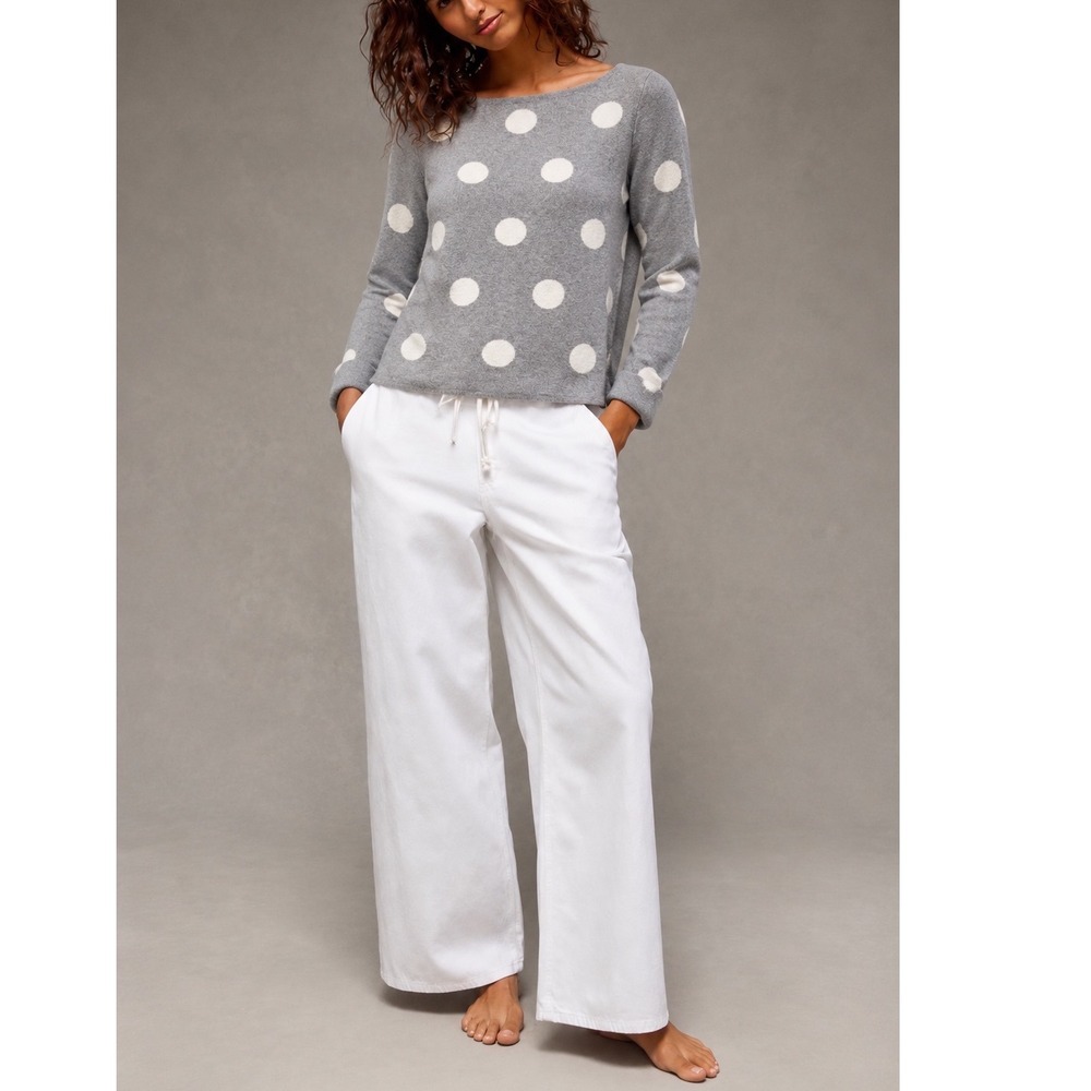 Cynthia Rowley Gray and White Polka Dot Sweater Top
